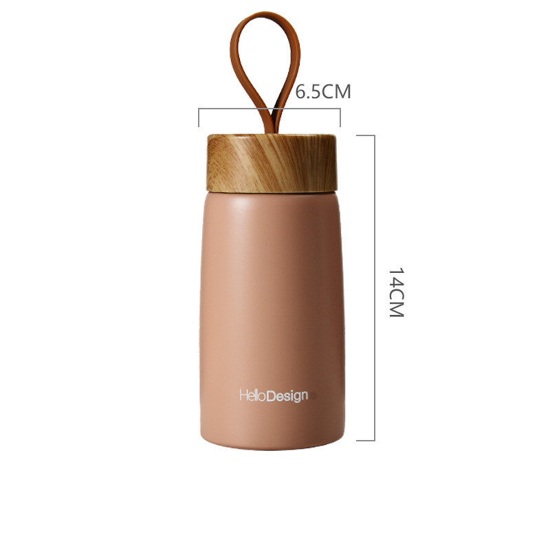 Mini Thermos Portatile - Acciaio Legno